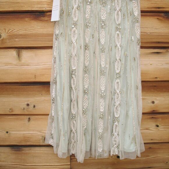 MAC DUGGAL 10078 Green Embellished Mesh Sleeveless Scoop Neck Midi Dress - Picture 13 of 14